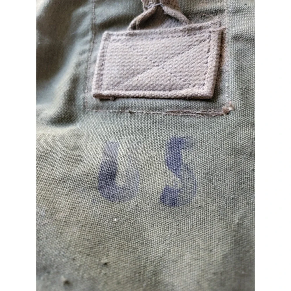 Vintage US Army Military Barrack Duffel Bag in Olive Drab Green Canvas